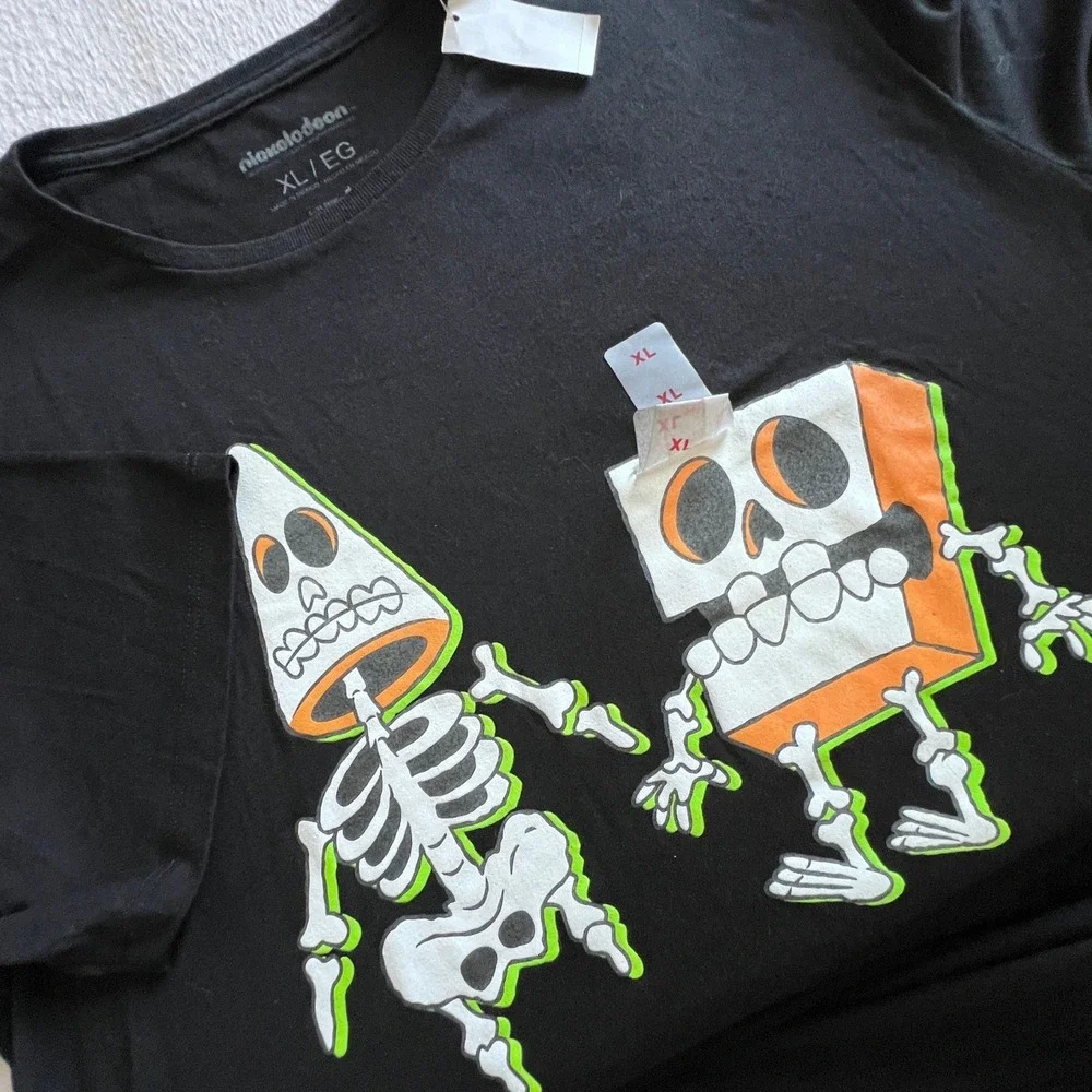 Nickelodeon SpongeBob Patrick Skeleton T Shirt Mens XL Black Graphic Tee New - Picture 2 of 9